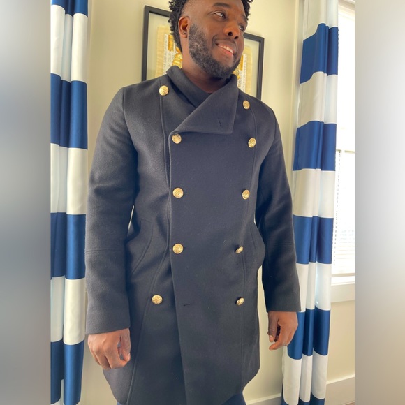 Religion Double Breasted Funnel Neck Overcoat with Pockets - Picture 7 of 7